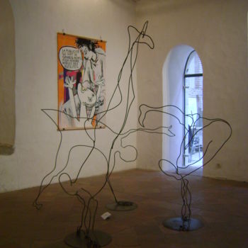 Sculpture titled "danseurs de hip-hop" by Nadine Trescartes (fildefériste), Original Artwork, Metals