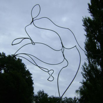 Sculptuur getiteld ""le danseur" 1" door Nadine Trescartes (fildefériste), Origineel Kunstwerk, Metalen