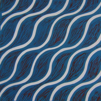 Gravures & estampes intitulée "ondulations bleues" par Nadine Trescartes (fildefériste), Œuvre d'art originale, Linogravures…