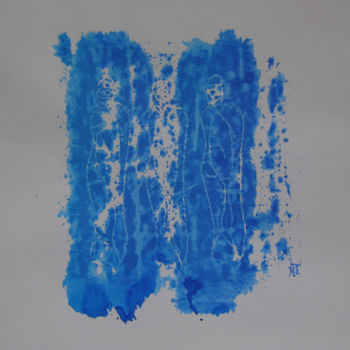 Gravures & estampes intitulée ""les Mayas" bleues…" par Nadine Trescartes (fildefériste), Œuvre d'art originale, Gravure Mon…