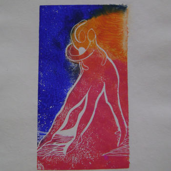 Printmaking titled ""le passage N°3" gr…" by Nadine Trescartes (fildefériste), Original Artwork, Linocuts