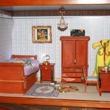 Rzeźba zatytułowany „Miniature : chambre…” autorstwa Nadine Wandel, Oryginalna praca, Drewno