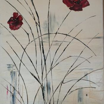 Pintura intitulada "fleurs d' hiver-2" por Nadine Coutellier, Obras de arte originais