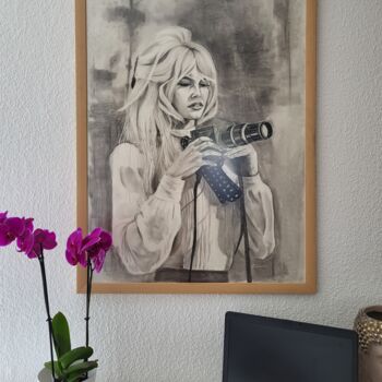 Dessin intitulée "Brigitte Bardot" par Nadja Schramm, Œuvre d'art originale, Pastel