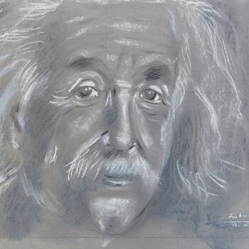 Disegno intitolato "Albert Einstein" da Nadja Schramm, Opera d'arte originale, Pastello