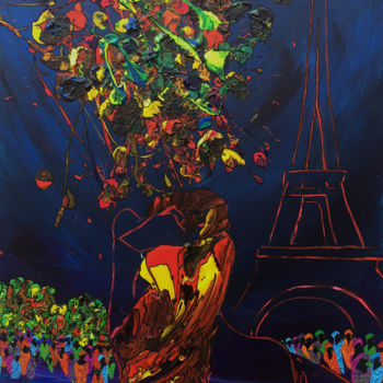 Painting titled "327-14 Juillet" by Nadodo, Original Artwork, Acrylic Mounted on Wood Stretcher frame