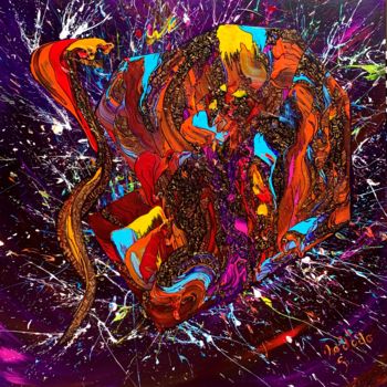 Malarstwo zatytułowany „Nadodo-348-Big Bang…” autorstwa Nadodo, Oryginalna praca, Akryl Zamontowany na Drewniana rama noszy
