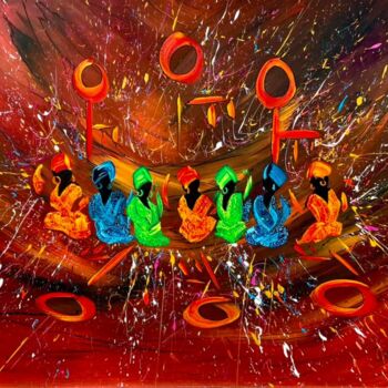 Painting titled "Clefs Musicale" by Nadodo, Original Artwork, Acrylic Mounted on Wood Stretcher frame