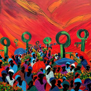 Картина под названием "Le Marché des clefs" - Nadodo, Подлинное произведение искусства, Акрил Установлен на Деревянная рама…