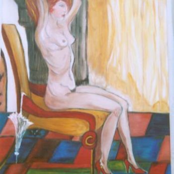 Peinture intitulée "La Dame aux talons…" par Nadine Poidevin, Œuvre d'art originale, Huile