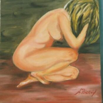 Peinture intitulée "pensée de femme" par Nadine Poidevin, Œuvre d'art originale