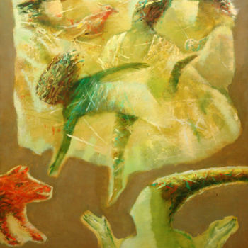 Painting titled "Game with a fox" by Shamil Nadrov, Original Artwork, Oil