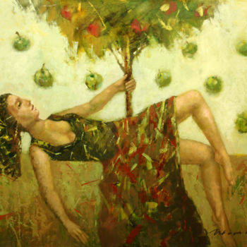 Peinture intitulée "Green apples" par Shamil Nadrov, Œuvre d'art originale, Huile