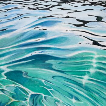 Painting titled "Glare on the water" by Nady Navy, Original Artwork, Acrylic Mounted on Wood Stretcher frame