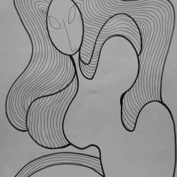 Drawing titled "Woman" by Nadya Abrous, Original Artwork, Ink