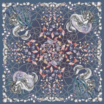 Art textile intitulée "Шелковый платок "Са…" par Nadya Chachilo, Œuvre d'art originale, Tissu