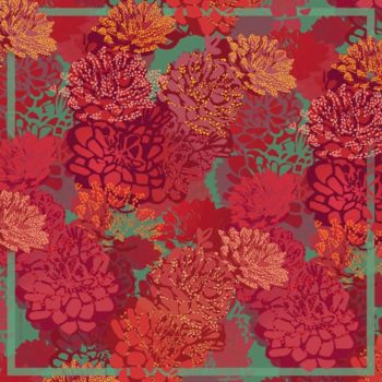Textilkunst mit dem Titel "Шелковый платок "Ог…" von Nadya Chachilo, Original-Kunstwerk, Stoff