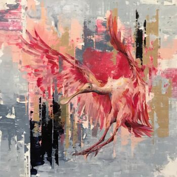 Pintura titulada "Pink bird" por Nadya Mamonova, Obra de arte original, Oleo