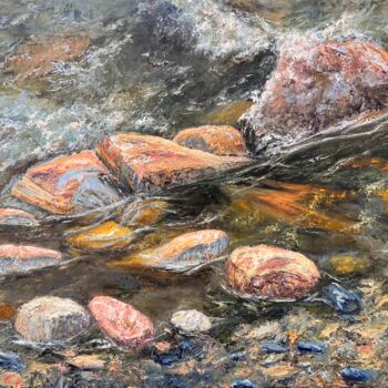 Картина под названием "Etude: pierres dans…" - Nadya Rigaill, Подлинное произведение искусства, Масло Установлен на Деревянн…