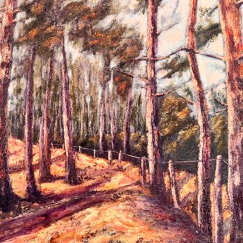 Peinture intitulée "Route forestiére" par Nadya Rigaill, Œuvre d'art originale, Huile Monté sur Châssis en bois