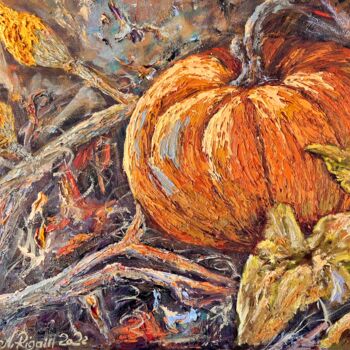 제목이 "Citrouille dans un…"인 미술작품 Nadya Rigaill로, 원작, 기름 나무 들것 프레임에 장착됨