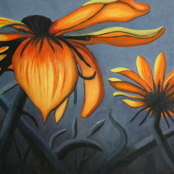 Peinture intitulée "Fleurs jaunes" par Nadydany, Œuvre d'art originale