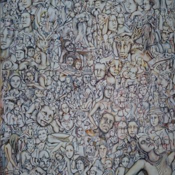 Peinture intitulée "La Foule" par Nadyn Kuntz, Œuvre d'art originale, Huile Monté sur Châssis en bois