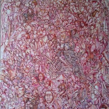 제목이 "Les Amis Imaginaire…"인 미술작품 Nadyn Kuntz로, 원작, 기름 나무 들것 프레임에 장착됨