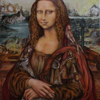 Peinture intitulée "La Pequena Mona Lisa" par Nadyn Kuntz, Œuvre d'art originale, Huile