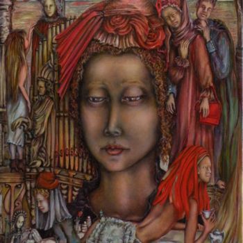 Painting titled "GEISHA" by Nadyn Kuntz, Original Artwork, Oil