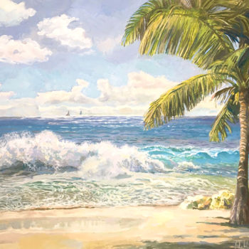 Картина под названием "Море. Релакс" - Надежда Цветкова, Подлинное произведение искусства, Масло Установлен на картон