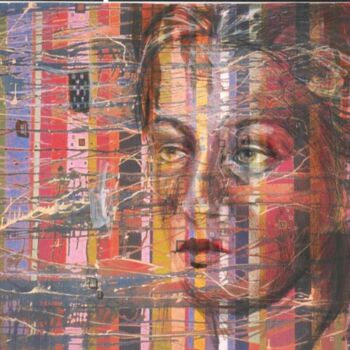 Desenho intitulada "woman and busy city" por Nafiseh Jafary, Obras de arte originais, Lápis