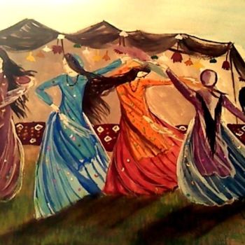 Painting titled "gashgayi dance" by Mousavi Rad Nafiseh, Original Artwork
