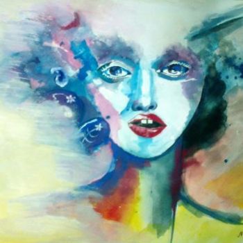 Malerei mit dem Titel "face2" von Nafis, Original-Kunstwerk