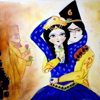 Pintura intitulada "shazde va banoo" por Nafis, Obras de arte originais