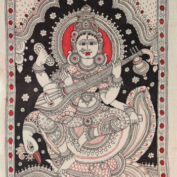 Painting titled "Saraswati" by Nagarao Rao, Original Artwork, Pigments