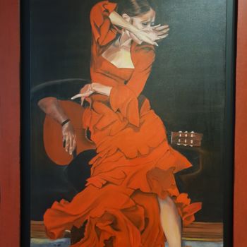 Peinture intitulée "Fire dancer" par Melody Annie Kachani, Œuvre d'art originale, Huile