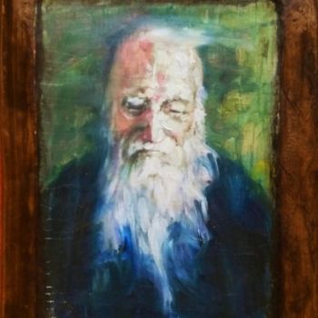 Painting titled "Porfirios Agion Oros" by Nagia Chrisanthacopoulou, Original Artwork, Encaustic