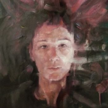 Painting titled "Portrait" by Nagia Chrisanthacopoulou, Original Artwork, Oil