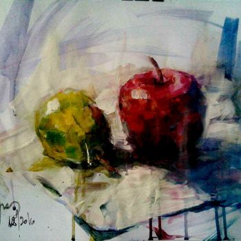 Ζωγραφική με τίτλο "Apple & pear" από Nagia Chrisanthacopoulou, Αυθεντικά έργα τέχνης, Ακρυλικό