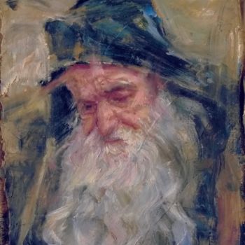 Ζωγραφική με τίτλο "Elder from Agion Or…" από Nagia Chrisanthacopoulou, Αυθεντικά έργα τέχνης, Λάδι