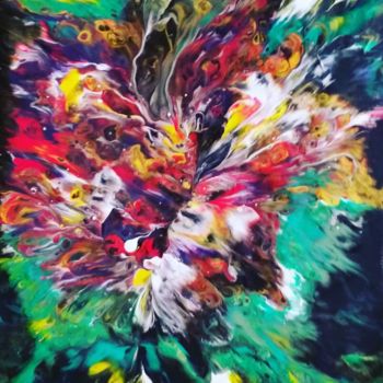 Malerei mit dem Titel "fractale-fleur" von Nagwa Safey, Original-Kunstwerk, Acryl