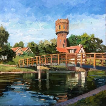 Painting titled "Woerden.Tower." by Nailia Abdullina, Original Artwork, Oil