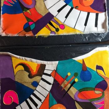 Art textile intitulée "cubisme musical 2" par Nails Maestro, Œuvre d'art originale, Acrylique