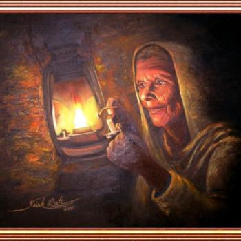 Painting titled "old women.jpg" by Rafi Naish, Original Artwork