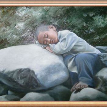 Pintura intitulada "sleeping on  the ro…" por Rafi Naish, Obras de arte originais