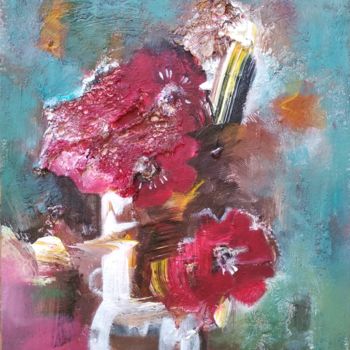 Painting titled "Stil life with red…" by Kate Goncharik, Original Artwork, Acrylic