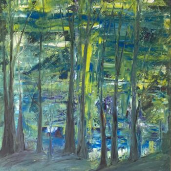 Painting titled "Forêt mystérieuse" by Naji Joseph Hallak, Original Artwork, Acrylic