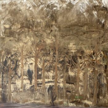 Peinture intitulée "Forêt d'or" par Naji Joseph Hallak, Œuvre d'art originale, Acrylique