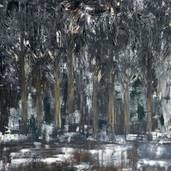 Peinture intitulée "Forêt nocturne" par Naji Joseph Hallak, Œuvre d'art originale, Acrylique